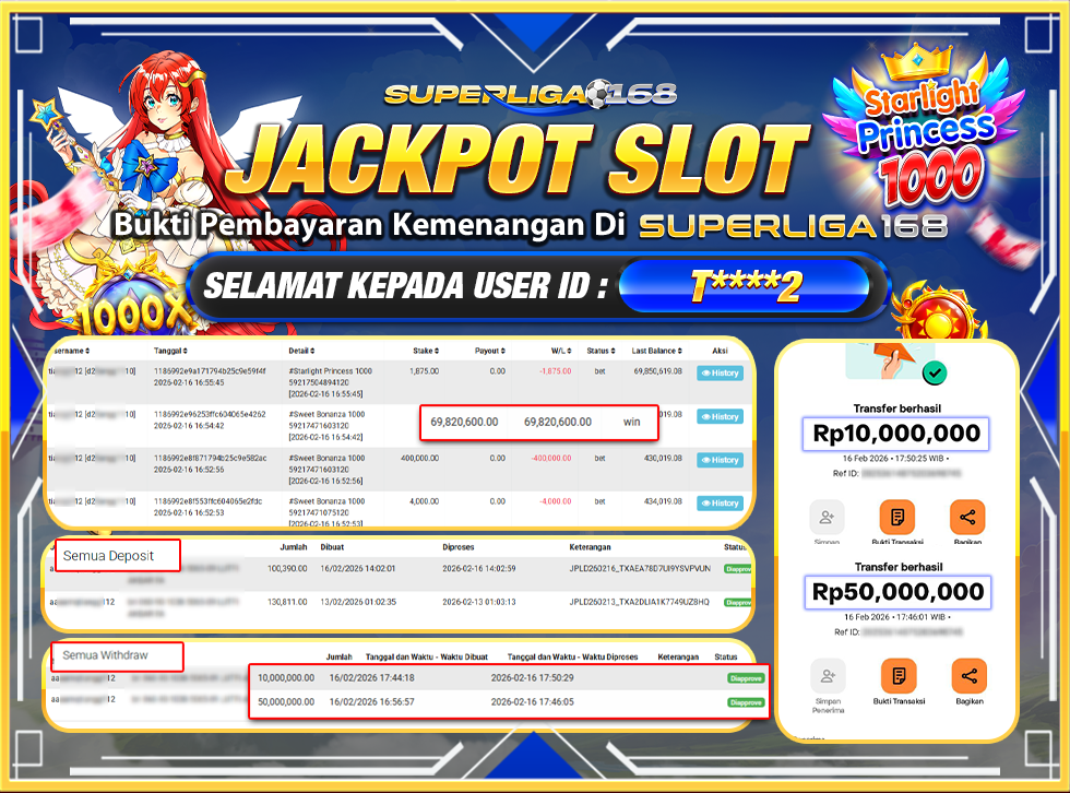 SUPERLIGA168 STARLIGHT PRINCESS 1000 Rp.60,000,000LUNAS